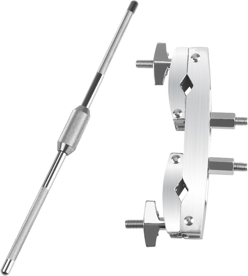 Seteol Drum Clamp Mount with Extension Bar, Heavy Duty Quick Release Multi-clamp for Cowbell, Jam Blocks, Tambourines, Mini Timbales, Tom, Cymbal Stands, Professional Drum Hardware Clamp Bracket - Image 1